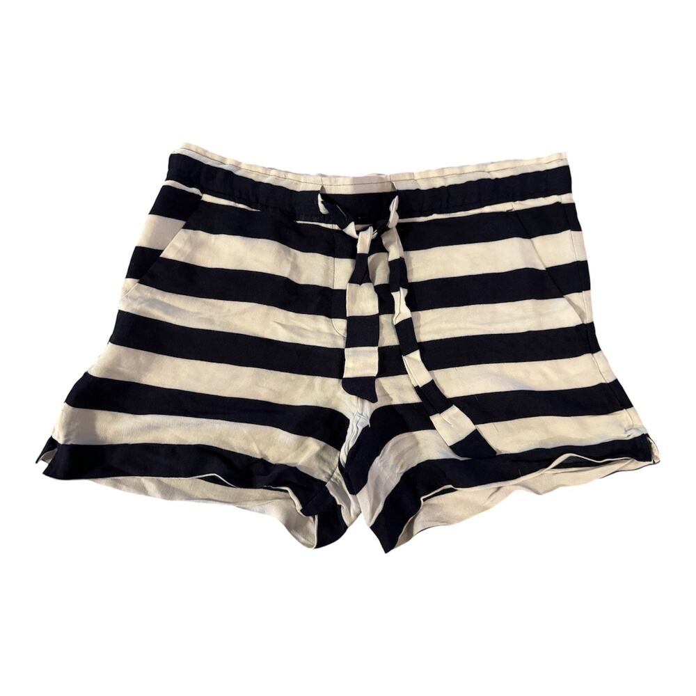 LOFT Navy White Nautical Stripe Shorts Women's Medium Summer Coastal Preppy